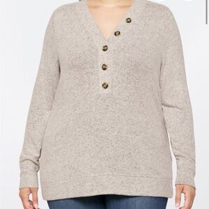 Market & Spruce V-Neck Sweater in Light Beige